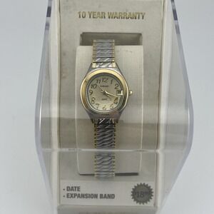 Embassy Watch‎ Women Two Tone Expansion Band Quartz in Box- New Battery